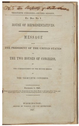 Item #021490 MESSAGE FROM THE PRESIDENT OF THE UNITED STATES TO THE TWO HOUSES OF CONGRESS AT THE...