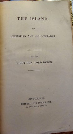 Item #021622 THE ISLAND, OR CHRISTIAN AND HIS COMRADES. BYRON, Lord George Gordon Noel