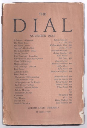 Item #021641 THE WASTE LAND in THE DIAL, November 1922, Original wraps. T. S. ELIOT