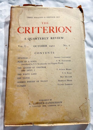 Item #021642 THE WASTE LAND in THE CRITERION. A Quarterly Review, October 1922, Original wraps....