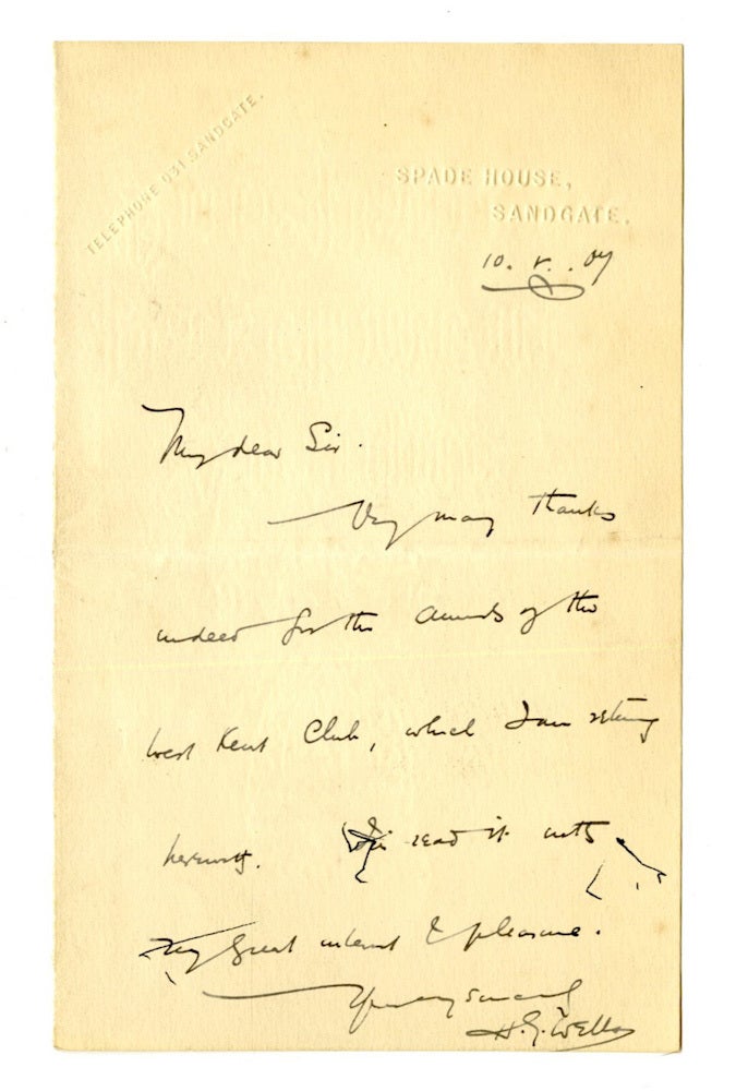 AUTOGRAPH LETTER SIGNED ALS | H. G. WELLS