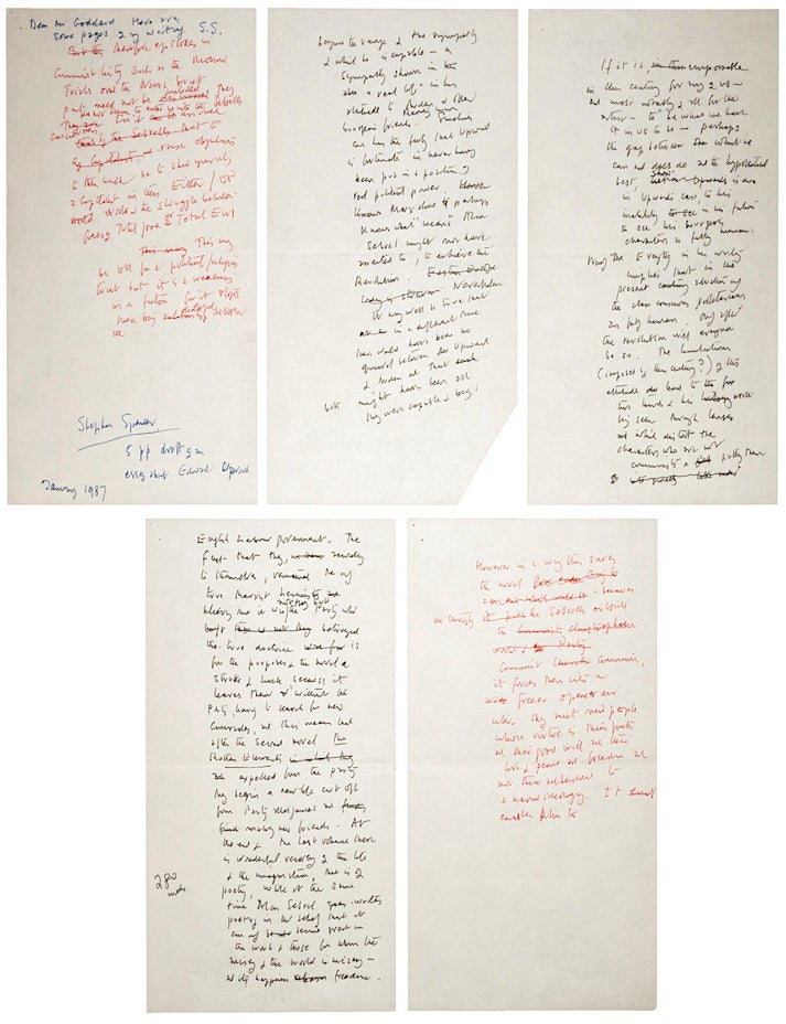 Item #022137 AUTOGRAPH MANUSCRIPT SIGNED (AMS): Essay on Edward Upward. Stephen SPENDER.