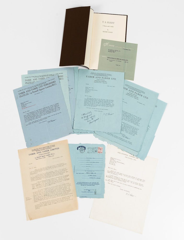 Item #022142 ARCHIVE OF 15 TYPED LETTERS SIGNED (TLSs) and Related Material to Henry Rago, the Editor of POETRY Magazine. T. S. ELIOT.