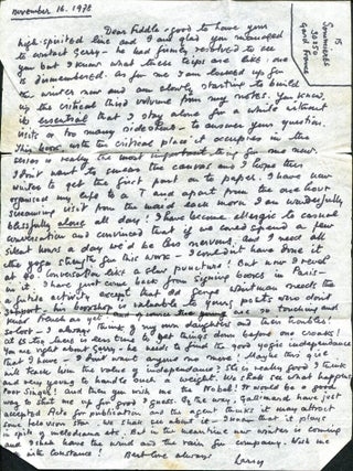 ARCHIVE OF 26 SIGNED LETTERS, SIGNED MANUSCRIPT, ETC. Lawrence DURRELL.
