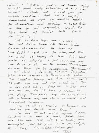 AUTOGRAPH LETTER SIGNED (ALS. Jane GOODALL.