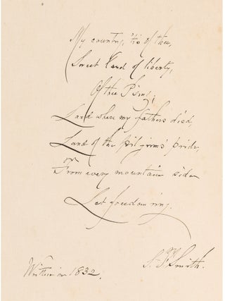 AMERICA. OUR NATIONAL HYMN. SMITH Rev, amuel, rancis.