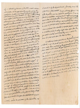 HANDWRITTEN DRAFT LETTER ON THE CONSTITUTION AND THE ESTABLISHMENT OF A NATIONAL BANK;. James MONROE.