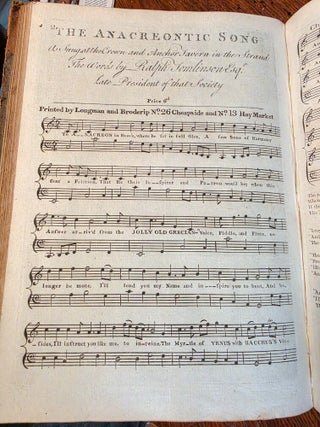 Item #022498 THE ANACREONTIC SONG As Sung at the Crown and Anchor Tavern in the Strand. The Words...