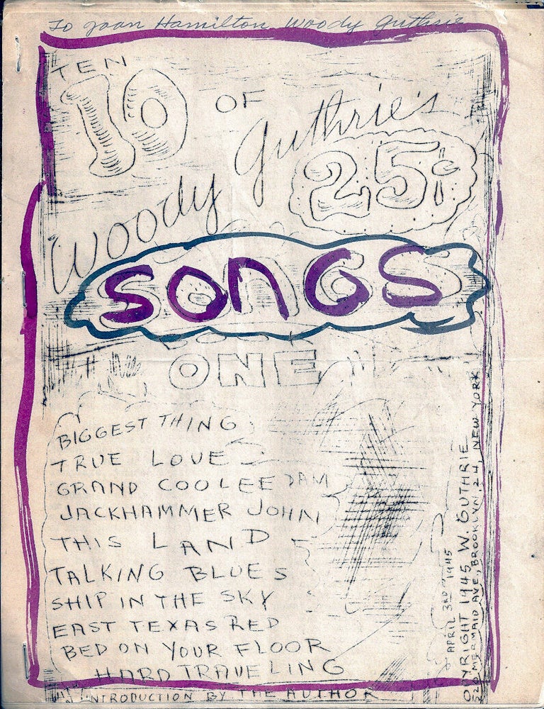 Item #022520 TEN SONGS OF WOODY GUTHRIE [First Printing of THIS LAND IS YOUR LAND]. Woody GUTHRIE.