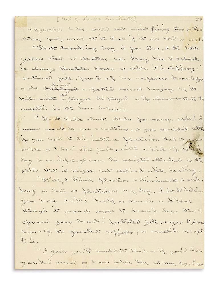 Item #022525 AUTOGRAPH MANUSCRIPT (AM): Two Pages from JACK AND JILL: A VILLAGE STORY. Louisa May ALCOTT.