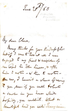 Item #022537 AUTOGRAPH LETTER SIGNED to his Cousin. Alfred Lord TENNYSON