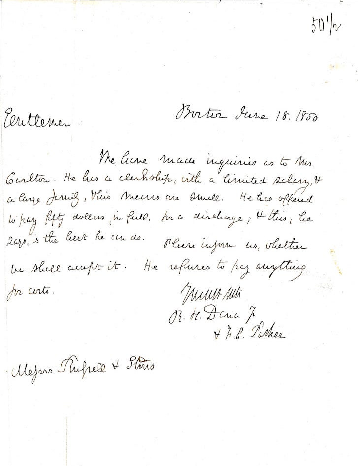 Item #022538 AUTOGRAPH LETTER SIGNED (ALS). Richard Henry DANA, Jr.