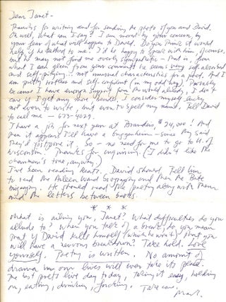 Item #022540 ARCHIVE OF TWO SIGNED LETTERS. Mark STRAND