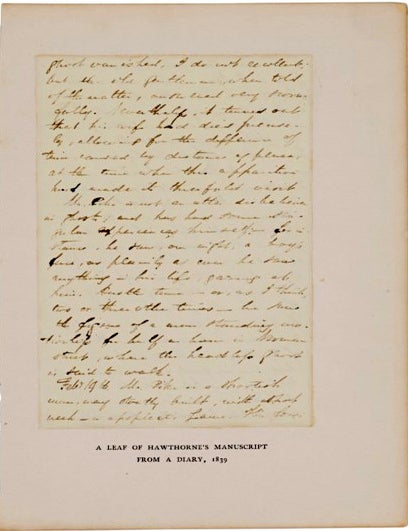Item #022541 AUTOGRAPH MANUSCRIPT (AM): A Leaf from his 1839 Diary Discussing Ghosts. Nathaniel HAWTHORNE.
