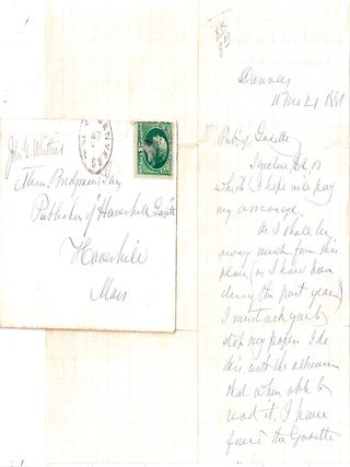 AUTOGRAPH LETTER SIGNED (ALS): Whittier Stops his Newspaper Subscription