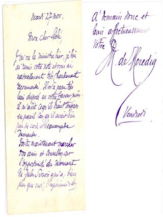 Item #022566 TWO AUTOGRAPH LETTERS SIGNED (ALSs). Jose-Maria de HEREDIA