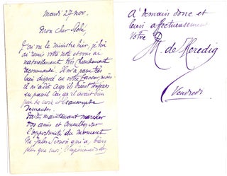 Item #022566 TWO AUTOGRAPH LETTERS SIGNED (ALSs). Jose-Maria de HEREDIA