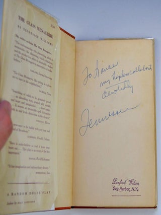 THE GLASS MENAGERIE Inscribed to Lanford Wilson. Tennessee WILLIAMS.