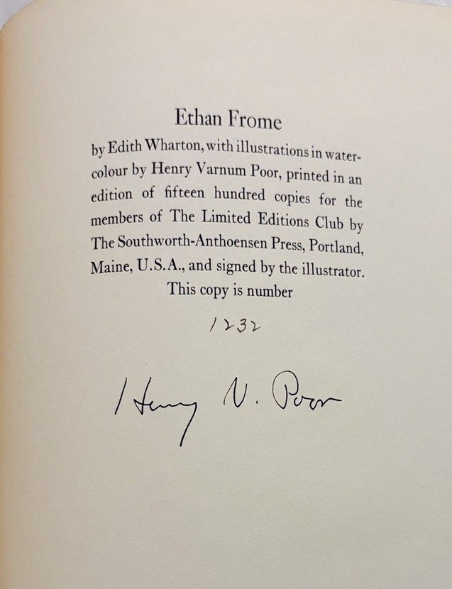 Item #022594 ETHAN FROME. Edith WHARTON.