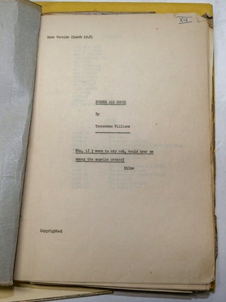SUMMER AND SMOKE. The Lead Actress's Annotated Copy of the Script. Tennessee WILLIAMS.
