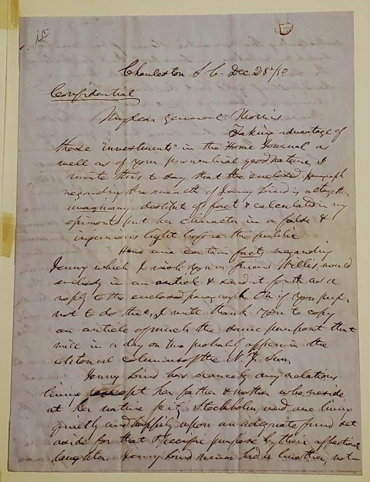Item #022631 AUTOGRAPH LETTER SIGNED (ALS): Lengthy and Important Letter Defending Jenny Lind. P. T. BARNUM.