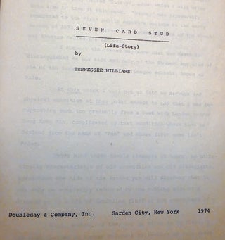 Item #022632 SEVEN CARD STUD (Life-Story). Typescript of Early Draft of His MEMOIRS. Tennessee...